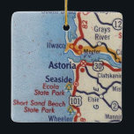 Ornement En Céramique Carte Astoria OU Vintage<br><div class="desc">L'ornement de Noël de l'Oregon Astoria fait avec la feuille de route de 1955.</div>