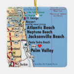 Ornement En Céramique Carte Atlantic Beach Florida<br><div class="desc">Atlantic Beach Florida ornement de Noël fait avec plan de route vintage.</div>