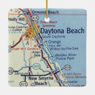 Ornement En Céramique Carte classique de la plage de Daytona