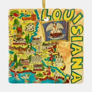 Ornement En Céramique Carte colorée de Louisiane