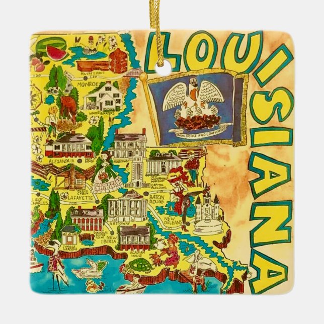 Ornement En Céramique Carte couleur Louisiane (Devant)