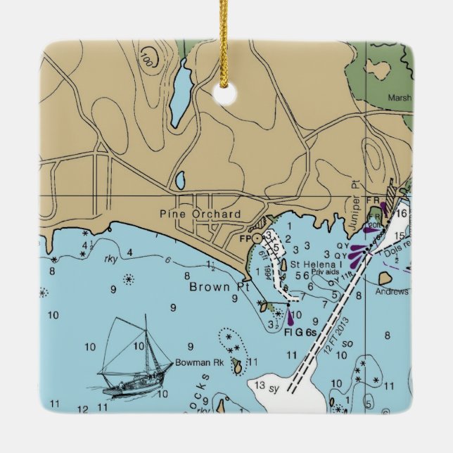 Ornement En Céramique Carte CT Pine Orchard Branford (Dos)