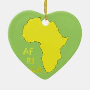Ornement En Céramique Carte d'Afrique jaune funky