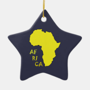 Ornement En Céramique Carte d'Afrique jaune funky