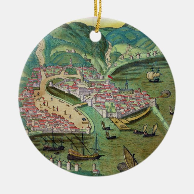 Ornement En Céramique Carte de Chios, de "Civitates Orbis Terrarum" par (Devant)