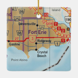 Ornement En Céramique Carte de Fort Erie Ontario