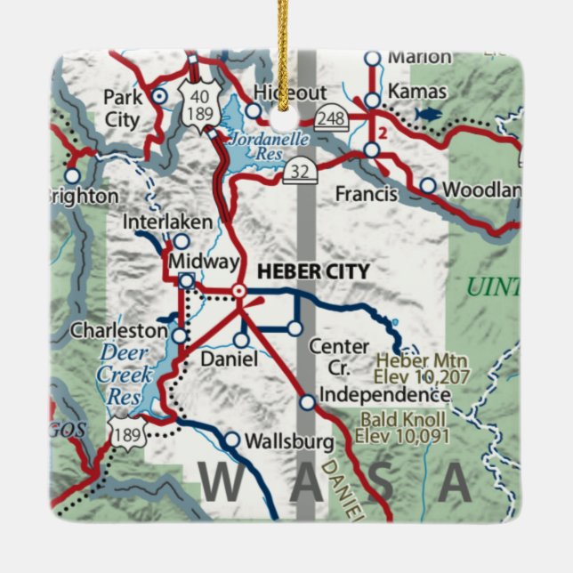 Ornement En Céramique Carte de Heber City Utah (Dos)