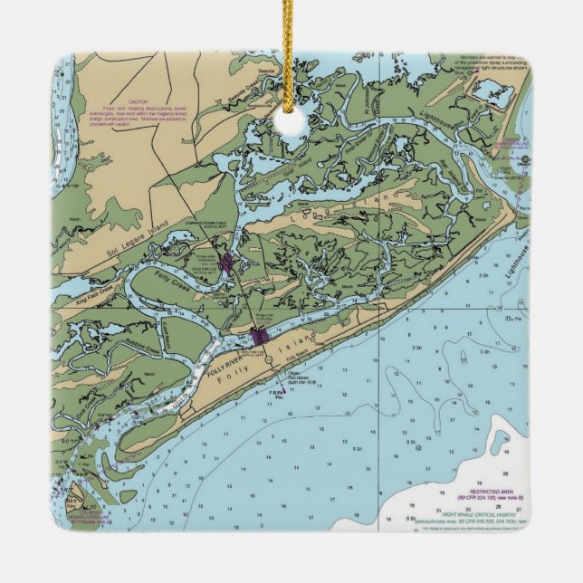 Ornement En Céramique Carte de la Caroline du Sud de Folly Island (Dos)