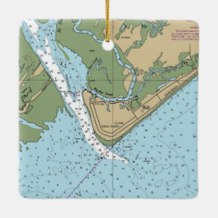 Ornement En Céramique Carte de la Caroline du Sud d'Edisto Beach