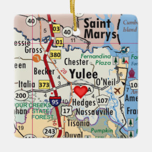 Ornement En Céramique Carte de la Floride de Yulee