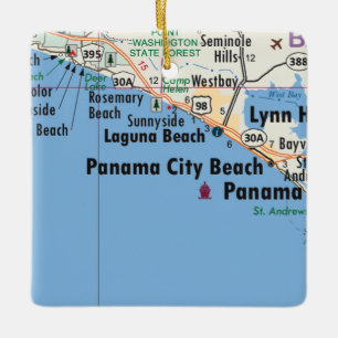 Ornement En Céramique Carte de la plage de Panama City
