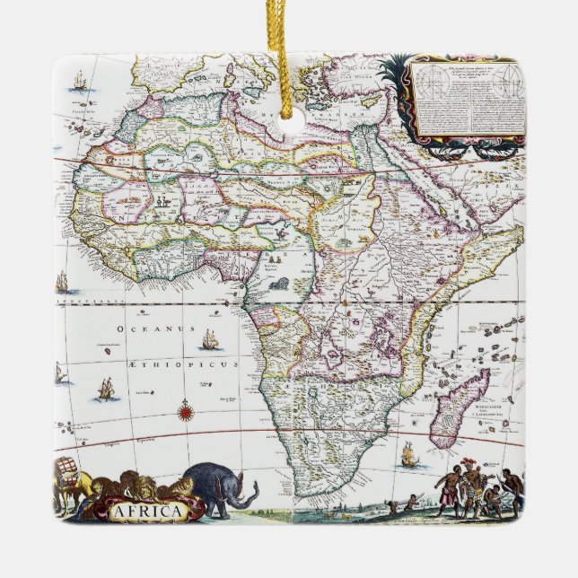 Ornement En Céramique Carte de l'Afrique | 1696 (Devant)