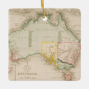 Ornement En Céramique Carte de l'Australie et de la Nouvelle Zélande