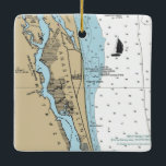 Ornement En Céramique Carte de l'île d'Anastasia<br><div class="desc">Anastasia Island et St. Augustine Beach ornement de Noël réalisé avec la carte nautique NOAA.</div>