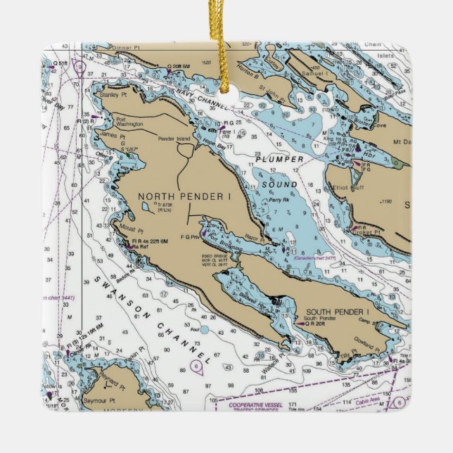 Ornement En Céramique Carte de l'île de Pender Nord (Devant)