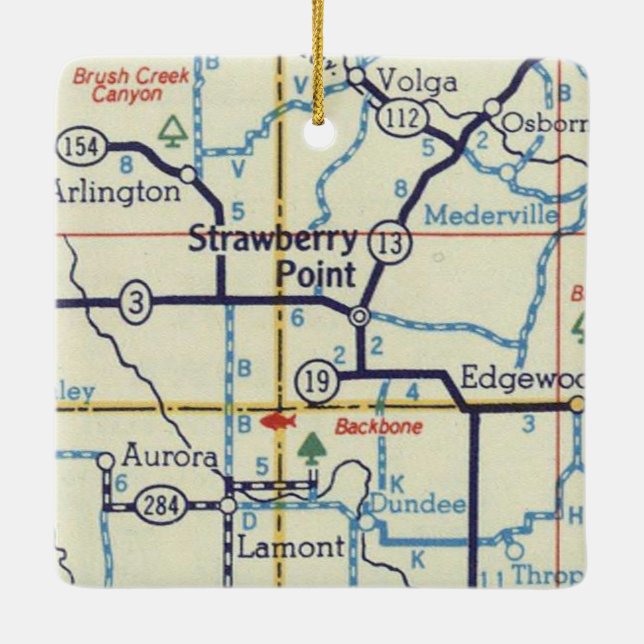 Ornement En Céramique Carte de l'Iowa de Strawberry Point (Dos)