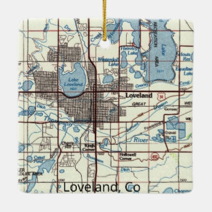 Ornement En Céramique Carte de Loveland CO Topo