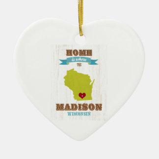Ornement En Céramique Carte de Madison, le Wisconsin - à la maison est