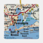 Ornement En Céramique Carte de Pensacola Floride<br><div class="desc">Pensacola Florida ornement de Noël fait avec carte vintage.</div>