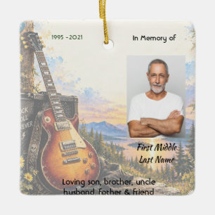 Ornement En Céramique Carte de prière photo mémorielle Musicien de guita