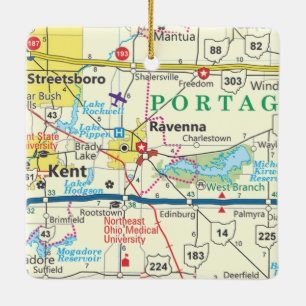 Ornement En Céramique Carte de Ravenna Ohio