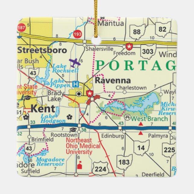 Ornement En Céramique Carte de Ravenne Ohio (Dos)