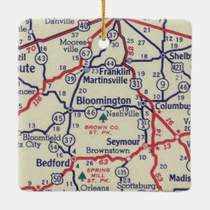 Ornement En Céramique Carte des années 50 de Bloomington