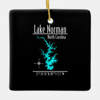 Ornement En Céramique Carte des coordonnées du lac Norman en Caroline du