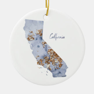 Ornement En Céramique Carte d'état de la Californie de bleu et d'or