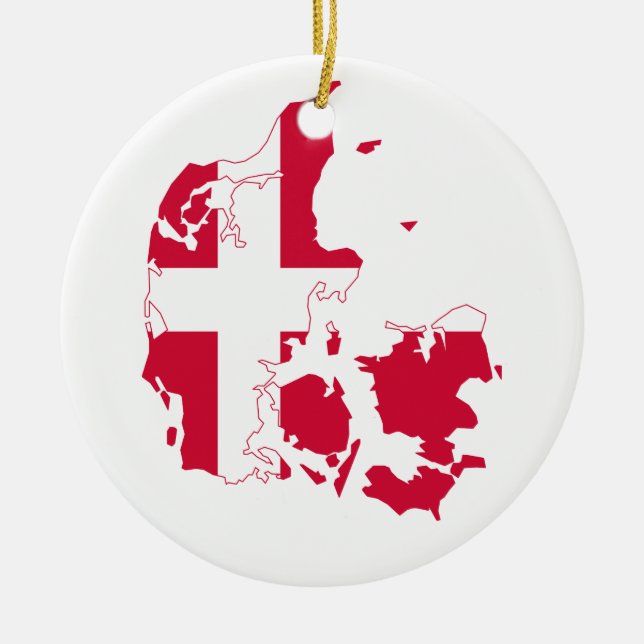Ornement En Céramique Carte Drapeau Danemark (Devant)
