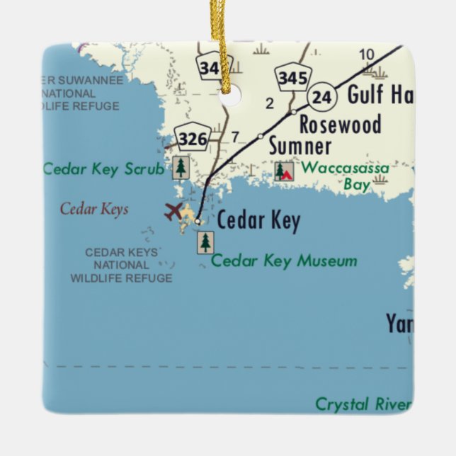 Ornement En Céramique Carte du Cèdre Key Florida (Devant)