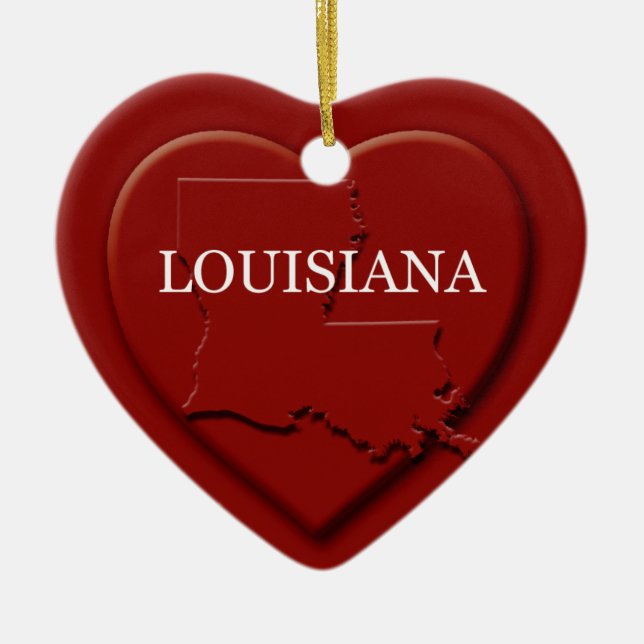 Ornement En Céramique Carte du coeur de la Louisiane (Devant)