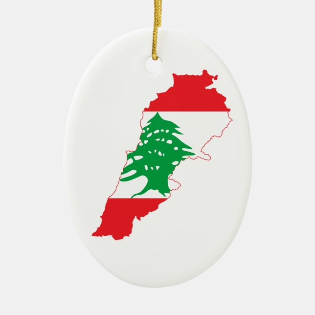 Ornement En Céramique Carte du drapeau du Liban (Devant)