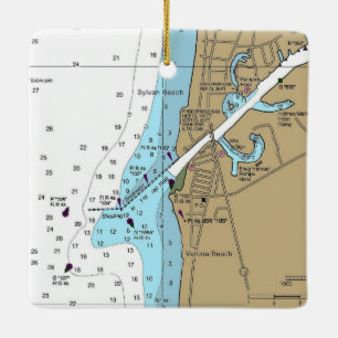 Ornement En Céramique Carte du lac Oneida de Verona Beach