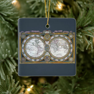 Ornement En Céramique Carte du Vieux Monde par Claude Auguste Berey