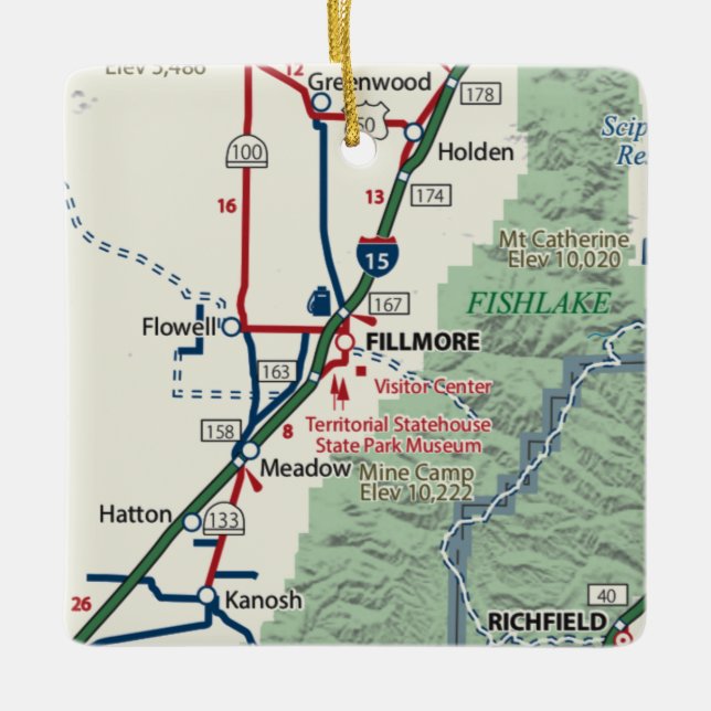Ornement En Céramique Carte Fillmore Utah (Devant)