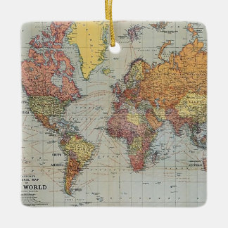 Ornement En Céramique Carte générale vintage du monde