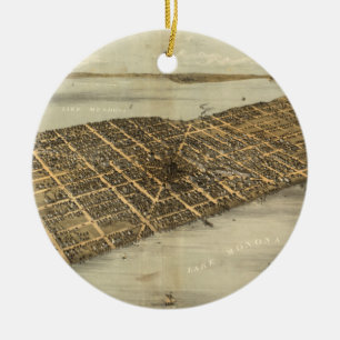 Ornement En Céramique Carte imagée vintage de Madison le Wisconsin