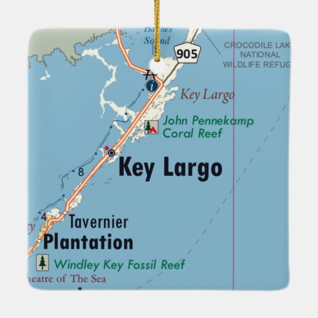 Ornement En Céramique Carte Key Largo Florida (Dos)