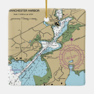 Ornement En Céramique Carte MA de Manchester By the Sea
