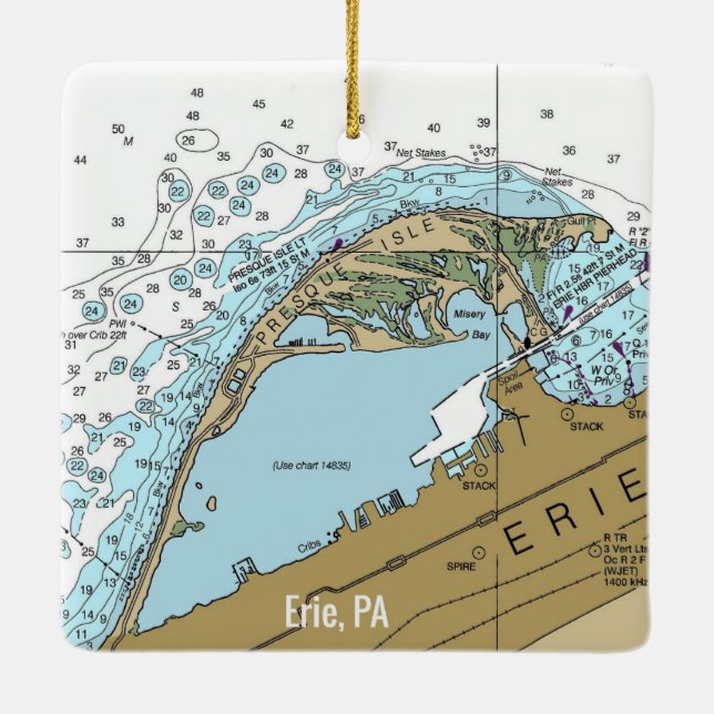 Ornement En Céramique Carte marine Erie PA (Dos)