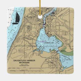 Ornement En Céramique Carte marine Saugatuck Douglas MI