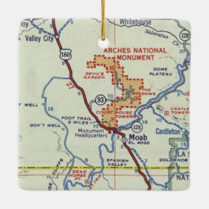 Ornement En Céramique Carte Moab Retro