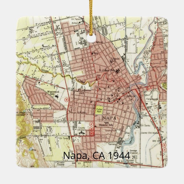 Ornement En Céramique Carte Napa CA 1944 (Dos)