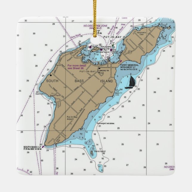 Ornement En Céramique Carte nautique de l'île de Bass Sud (Dos)