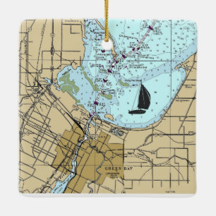 Ornement En Céramique Carte nautique Green Bay WI