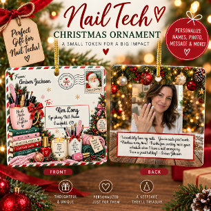 Ornement En Céramique Carte postale de Noël personnalisée pour technicie
