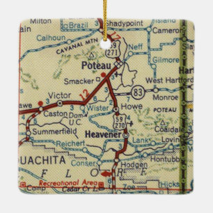Ornement En Céramique Carte Poteau OK et Heavener Oklahoma