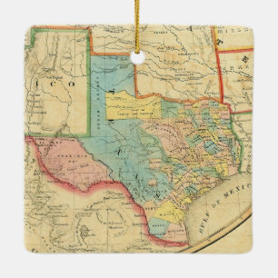 Ornement En Céramique Carte République du Texas 1851