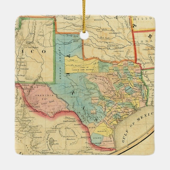 Ornement En Céramique Carte République du Texas 1851 (Dos)